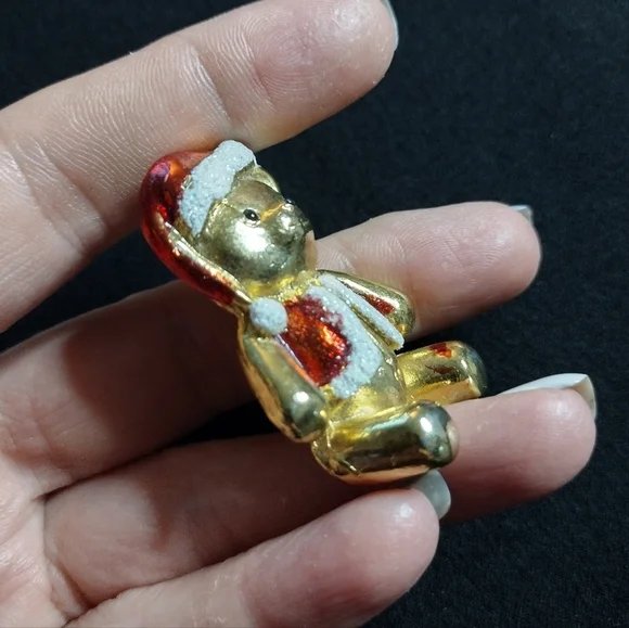 Vintage AJC Santa Teddy Bear Brooch - Picture 3 of 7